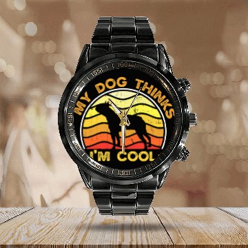 Discover Boston Terrier Pet Retro My Dog Thinks Im Cool Boston Terrier Baseball Tees Calendar Steel Band Watch