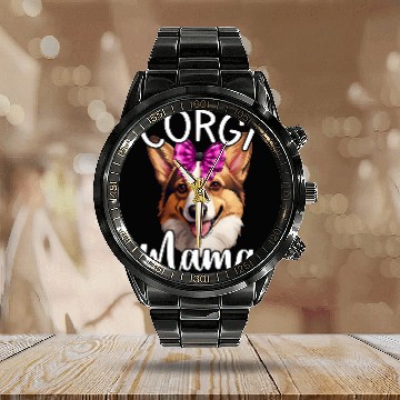 Discover Corgi Pet Cute Corgi Mama Funny Calendar Steel Band Watch