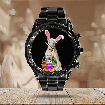 Discover Bull Terrier Pet Easter Egg Funny Bull Terrier Easter Calendar Steel Band Watch