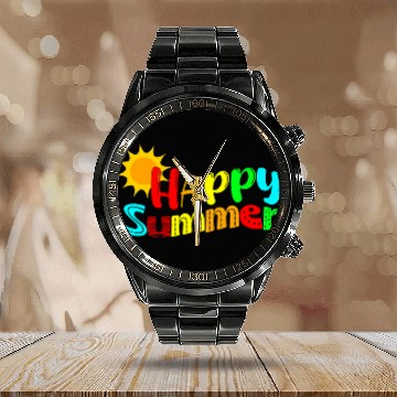 Discover happy last day of school teacher student hello summer Calendar Steel Band Watch