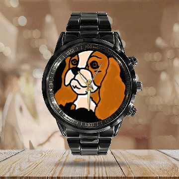 Discover Cavalier Pet Smileteespetsa Cute Cavalier King Charles Spaniel Dog Face Zip Calendar Steel Band Watch