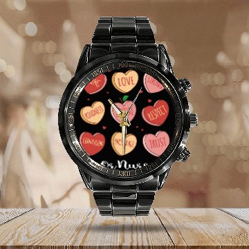 Discover Retro Hearts OR nurses Valentines Day Women nurses Calendar Steel Band Watch