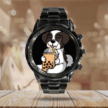Discover Havanese Pet Boba Bubble Milk Tea Havanese Zip Calendar Steel Band Watch