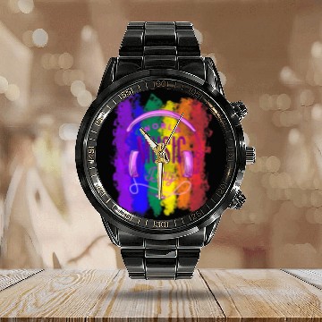 Discover Funny Drummer n Bass Hardcore Gabber Devil Satan Techno Frenchcore 2 Zip Calendar Steel Band Watch