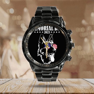 Discover German Shepherd Pet Memorial Day Baseball Tees Calendar Steel Band Watch