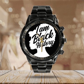 Discover I Am Black History Afro American African American Baseball Tees Calendar Steel Band Watch