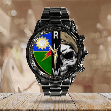 Discover 75th Ranger Regiment Skull Unit Crest RLTW Beret Veteran Calendar Steel Band Watch