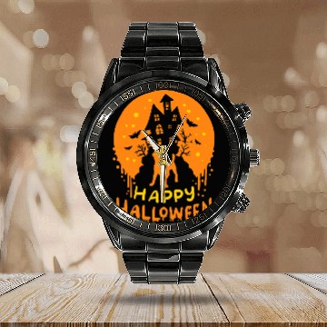 Discover Jack Russell Pet Dog Happy Halloween Calendar Steel Band Watch
