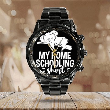 Discover Homeschooling Koala School Student Funny Baseball Tees Calendar Steel Band Watch
