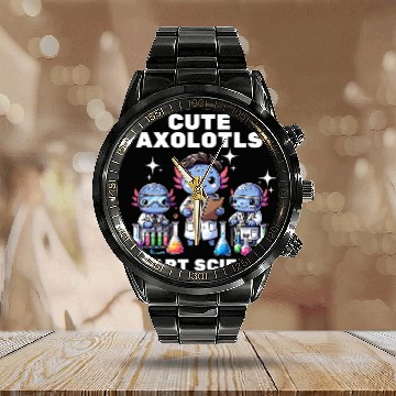 Discover Chibi Axolotls Science Lab stem kids chemistry education 1 Calendar Steel Band Watch