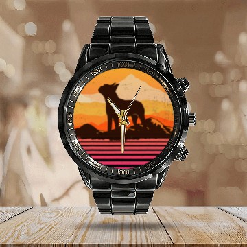 Discover Boston Terrier Pet With Sun Mountain Vintage Retro Calendar Steel Band Watch