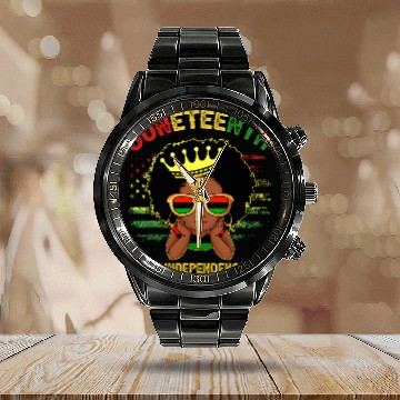 Discover Juneteenth 1865 Juneteenth Is My Independence Day Women Kid Zip Calendar Steel Band Watch