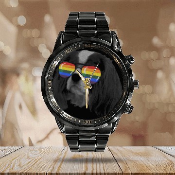 Discover Cavalier Pet Pride Month Cavalier king Rainbow Flag Calendar Steel Band Watch