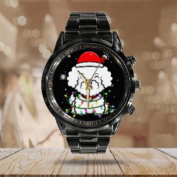 Discover Bichon Pet Frise Christmas Light Christmas Calendar Steel Band Watch