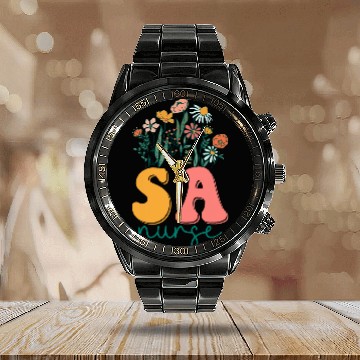 Discover Groovy Wildflower Substance Abuse nurses Tees Calendar Steel Band Watch