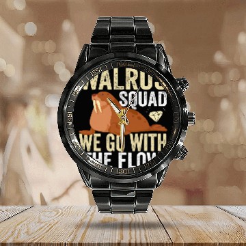 Discover Walrus Squad marine biologist oceanography Student Apparel Baseball Tees Calendar Steel Band Watch