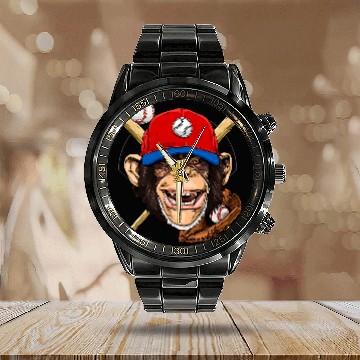 Discover Sport Baseball Monkey Baseball Monkey Lovers Baseball Player 74 Calendar Steel Band Watch