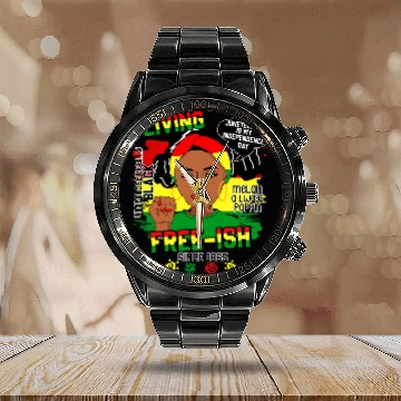 Discover Juneteenth 1865 Black History American Pride Melanin African 4 Calendar Steel Band Watch