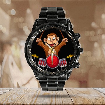 Discover Funny Drummer Monkey Lover Playing Drums Drummer Calendar Steel Band Watch