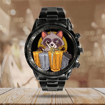 Discover Funny Drummer Raccoons Playing Drums Using Trash Cans Funny Raccoon Baseball Tees Calendar Steel Band Watch