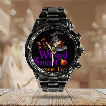 Discover Cute A Wee Bit Wicked Classroom Teacher Halloween Calendar Steel Band Watch