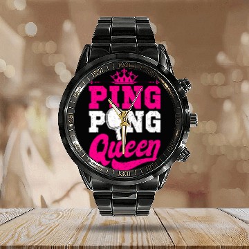 Discover Sport Ping Pong Queen Funny Table Tennis Player Gift Calendar Steel Band Watch
