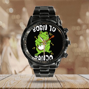 Discover Funny Banjo Frog Toad Playing Banjo Funny Frog Quote Calendar Steel Band Watch