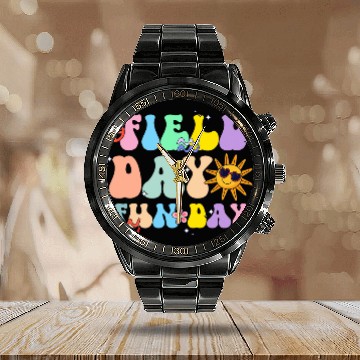 Discover Field Day Fun Day Class of Teacher Student Kid Test Day Baseball Tees Calendar Steel Band Watch