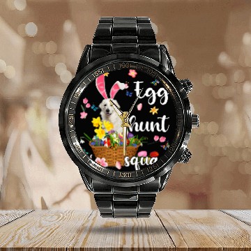 Discover Kuvasz Pet Happy Easter Day Easter Colorful Egg Hunt Zip Calendar Steel Band Watch