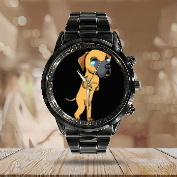 Discover Great Dane Pet Dog German Mastiff Laughing Emoticon Calendar Steel Band Watch