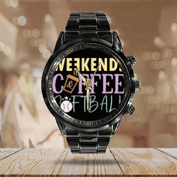 Discover Sport Softball Funny Weekends Coffee And Softball Softball Lovers Funny Baseball Tees Calendar Steel Band Watch