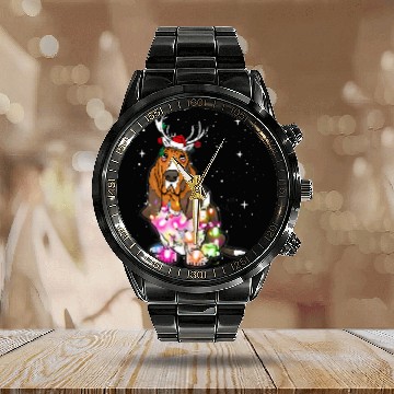 Discover Basset Hound Pet Christmas Lights Basset Hound 2 Baseball Tees Calendar Steel Band Watch