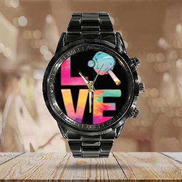 Discover Sport Ping Pong Watercolor Paddle Love 21 Baseball Tees Calendar Steel Band Watch