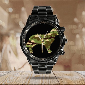 Discover Golden Retriever Pet Camo Camouflage Calendar Steel Band Watch