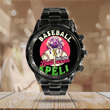 Discover Sport Baseball Under Halloween Spell Spider Design Baseball Halloween Calendar Steel Band Watch