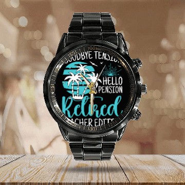 Discover Funny Teacher Retirement Goodbye Tension Hello Pension Calendar Steel Band Watch