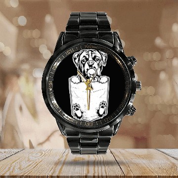 Discover Boxer Pet RIPPED IN POCKET Calendar Steel Band Watch