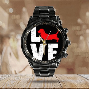 Discover Basset Hound Pet 18 Calendar Steel Band Watch