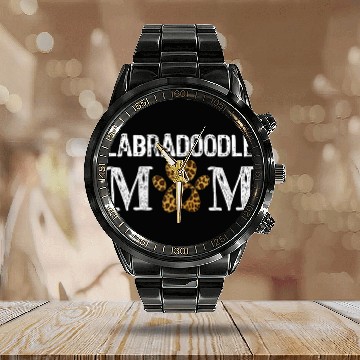 Discover Labradoodle Pet Mom Mama Labradoodle Lover Leopard Doodle Mom Calendar Steel Band Watch
