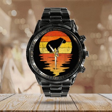 Discover capybaras Mammal  70s retro sunset Baseball Tees Calendar Steel Band Watch
