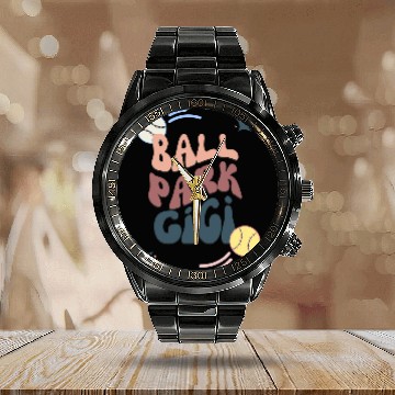 Discover Sport Baseball Ball Park Gigi Softball and Calendar Steel Band Watch