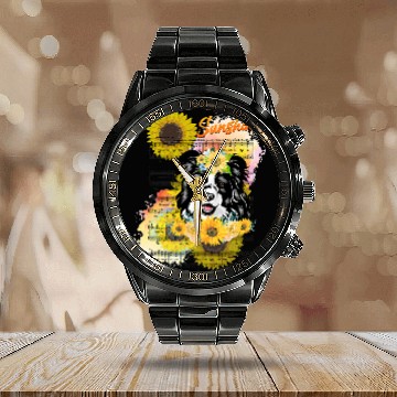 Discover Border Collie Pet You Are My Sunshine Zip Calendar Steel Band Watch