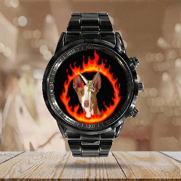 Discover Devil Dog Ibizan Hound Zip Calendar Steel Band Watch