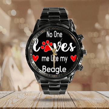 Discover Beagle Pet No One Loves Me Like My Zip Calendar Steel Band Watch