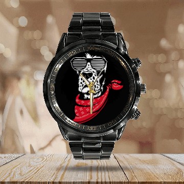 Discover English Springer Spaniel Pet Face Shutter Glasses Zip Calendar Steel Band Watch