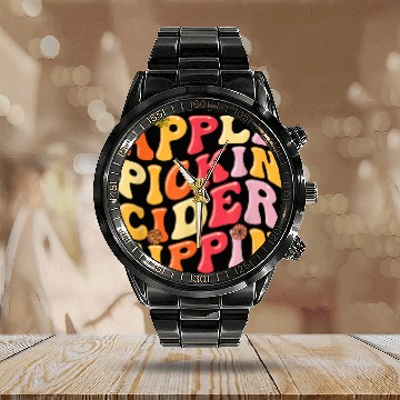 Discover Apple Cider Fruit Picker Harvest Season Funny Apple Picking Calendar Steel Band Watch
