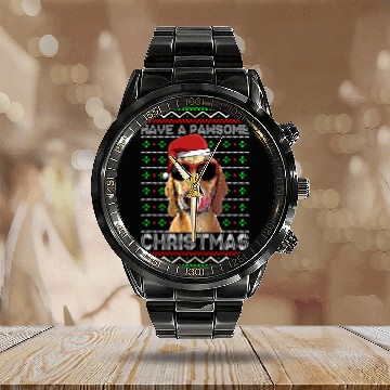 Discover Coonhound Pet Redbone Coonhound Dog Funny Pawsome Christmas Calendar Steel Band Watch