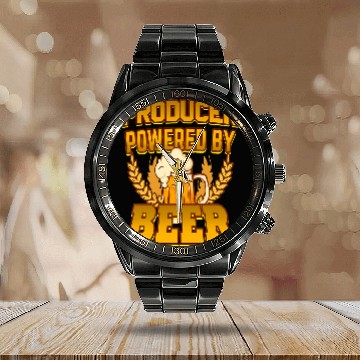 Discover Producer Powered By Beer Calendar Steel Band Watch