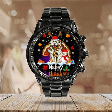 Discover Maltese Pet Hallothanksmas Halloween Thanksgiving Maltese Calendar Steel Band Watch