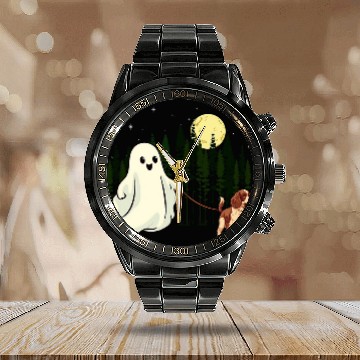 Discover English Springer Spaniel Pet Walking ghosts Halloween Funny Kids Baseball Tees Calendar Steel Band Watch